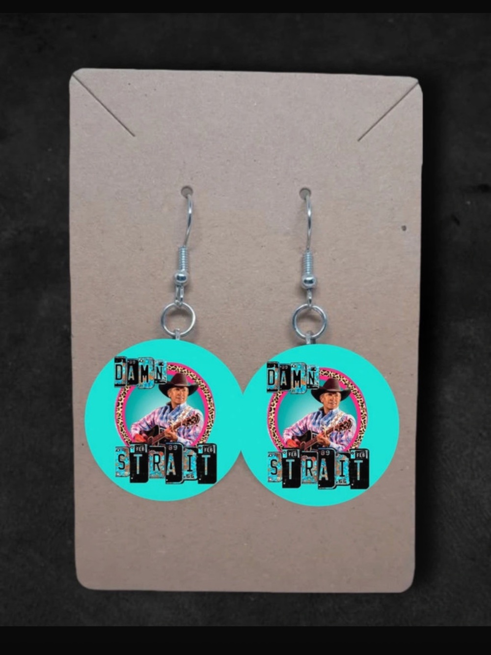 George Strait unique country music 1 inch dangle earrings